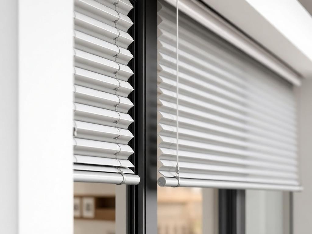 Außenjalousie Cetta 50 mit schmalen Aluminiumlamellen vor modernem Fenster