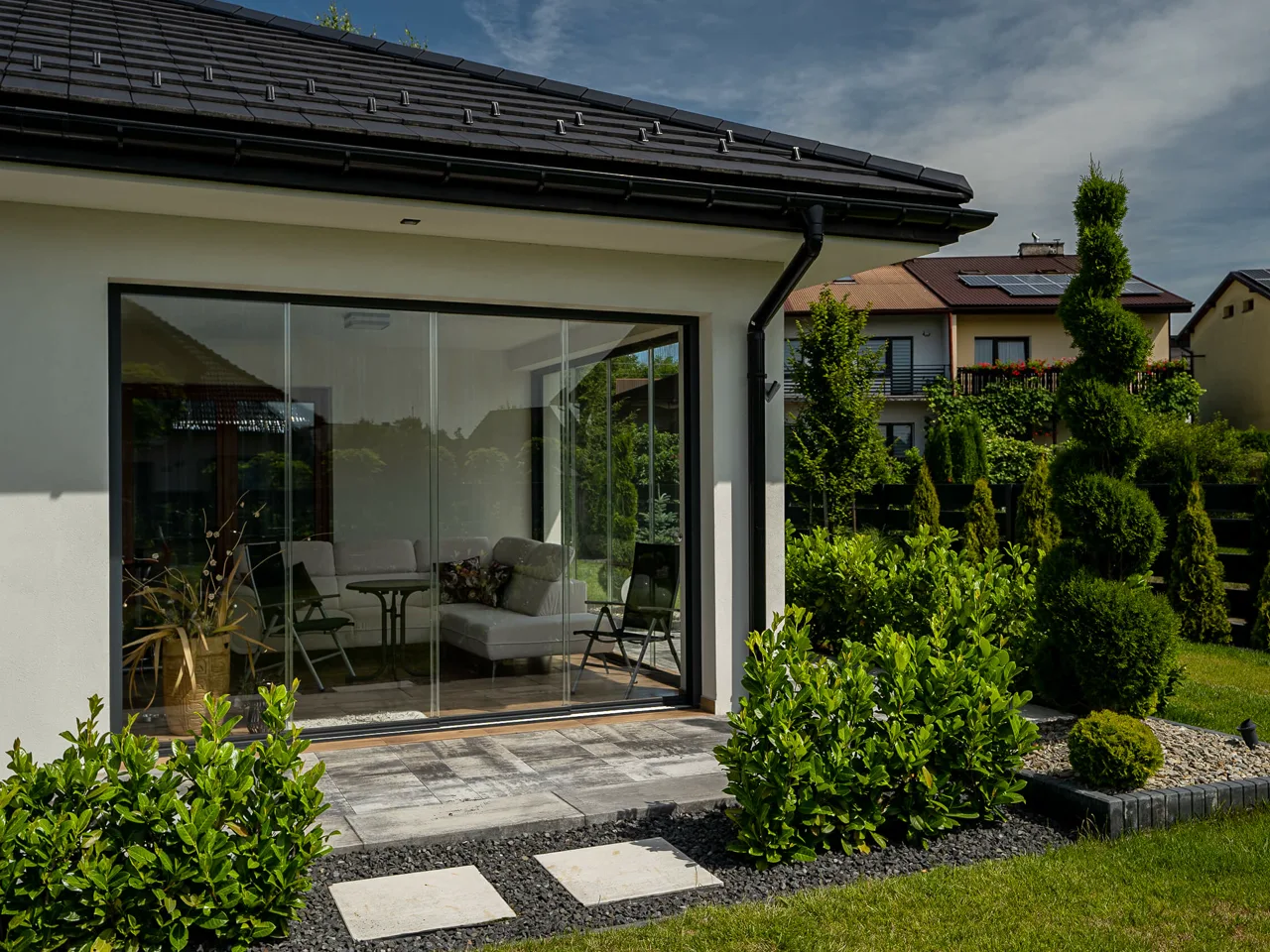 Schiebe-Verglasung einer Terrassenüberdachung