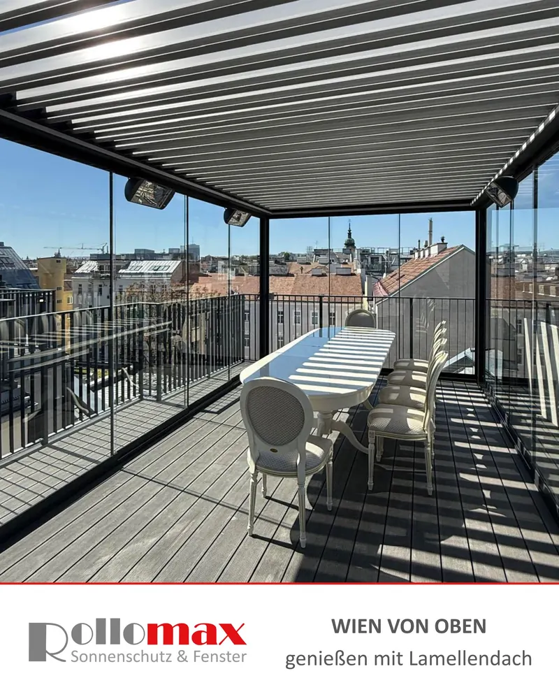 Lamellendach für Dachterrasse - RolloMax Referenz in Wien